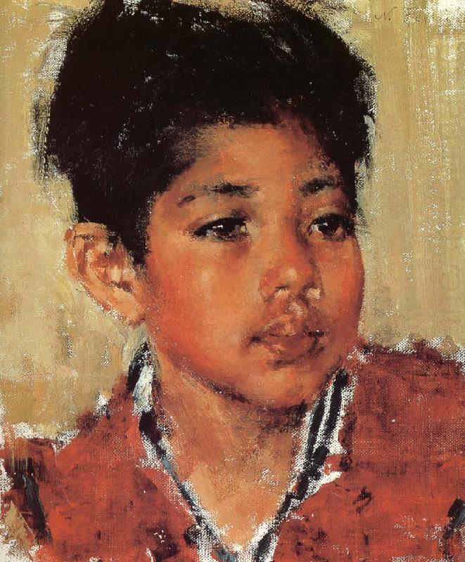 Nikolay Fechin Indian Boy in red oil painting picture